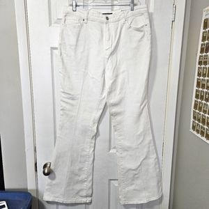 High rise flare white jeans